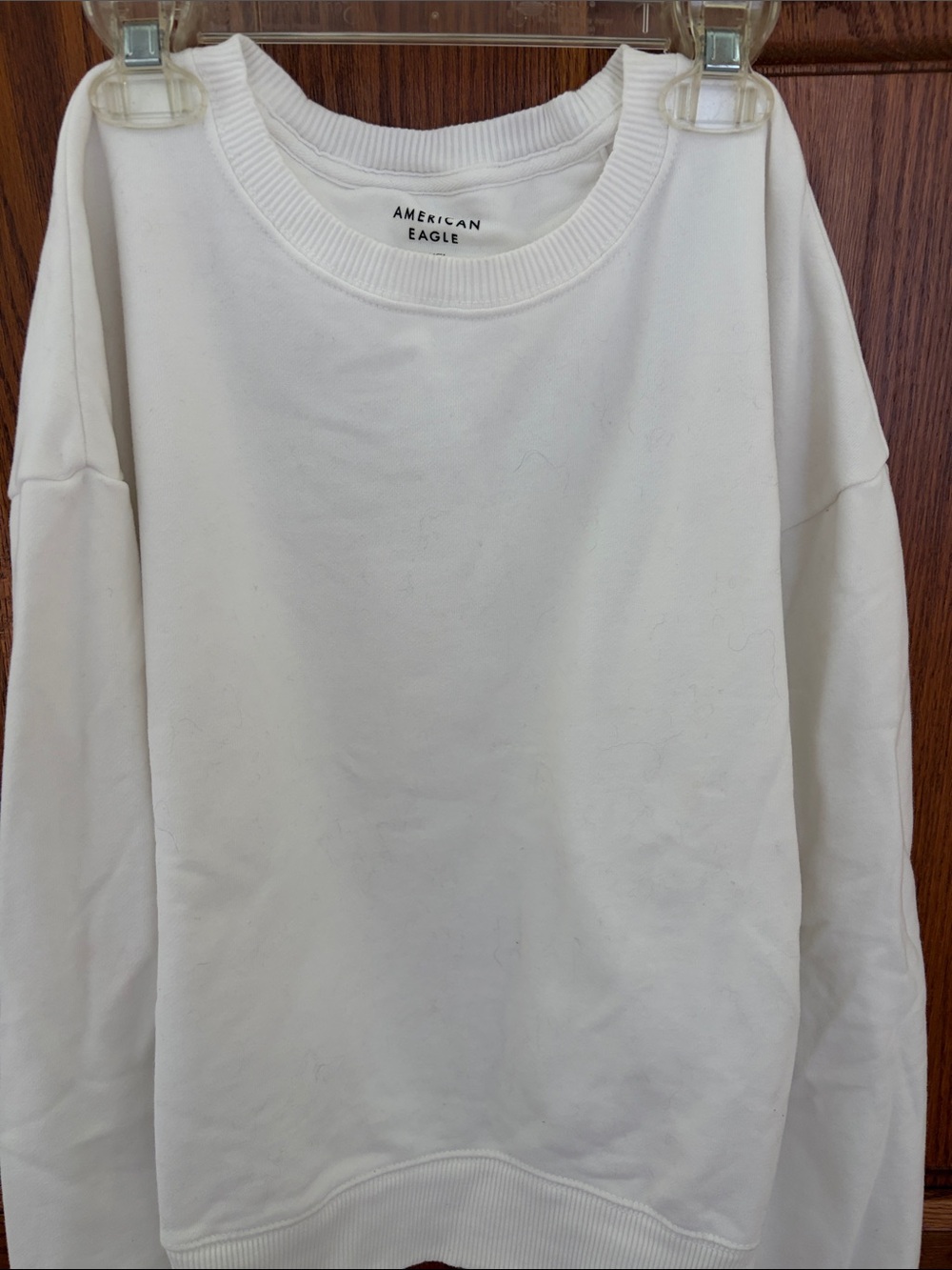 American Eagle White Ribbed Crewneck Sweatshirt